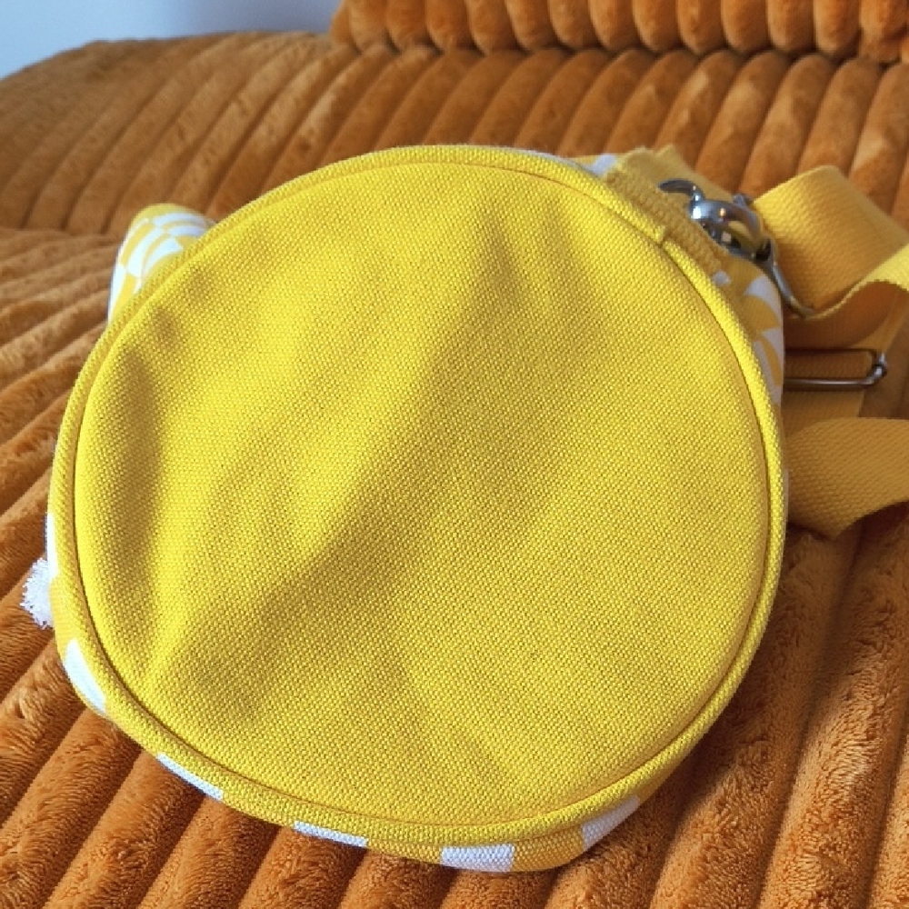 Teddy Fresh Yellow and White Checker Crossbody with Pink Flower Patch - Picture 10 of 12